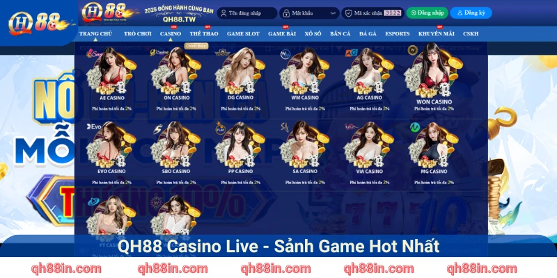 QH88 live casino sảnh game độc quyền phát triển vô cùng đa dạng và hấp dẫn